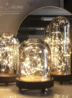 北欧简约a现代创意几何玻璃罩灯光摆件客厅卧室房间工艺品软装装