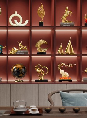 高档客厅展示酒柜装饰品摆件新中式玄关隔断柜博古架书柜轻奢家居