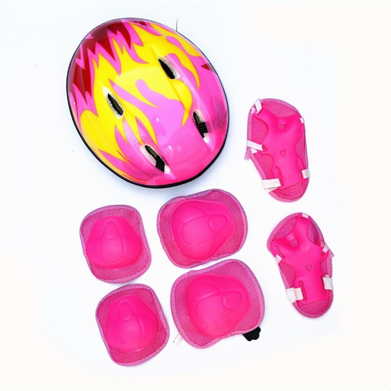 7Pcs/set Kids Cycling Protective Bicycle Helmet Skating Kne-图0