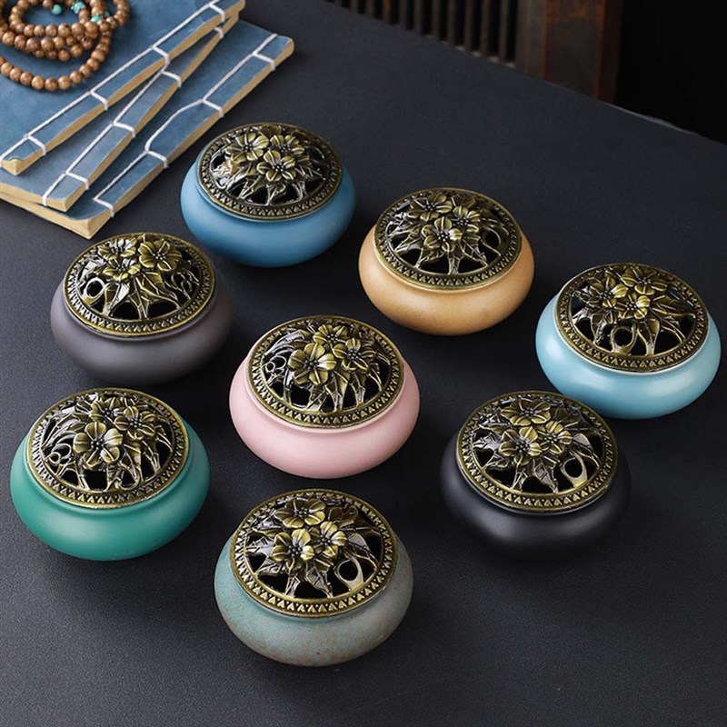 推荐Lucky Home Decoration for Incense Black Glaze Disc Cense