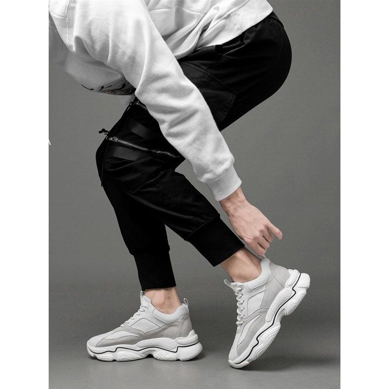 潮牌2024年新款韩版运动鞋男士隐形内增高轻便厚底百搭潮流老爹鞋,淘宝优惠券,粉丝福利购,淘宝优惠卷