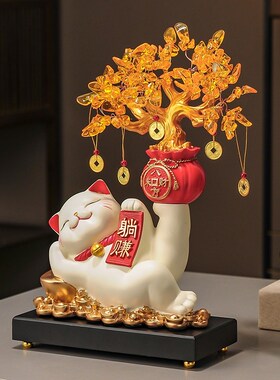 招财猫摆件入户家居客厅开业礼物前台酒柜收银台发财猫装饰高级感