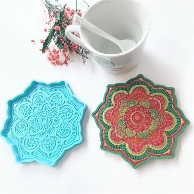 推荐Mandala Coaster Silicone Mold Round Tray Cup Mat Epoxy R - 图1