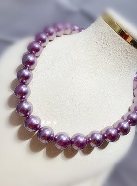 南洋母贝仿爱迪生珍珠浓紫正圆强光锁骨项链经典奢华显气质送妈妈