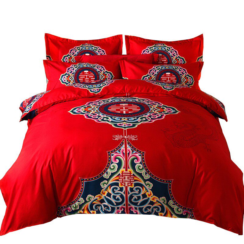 红色结婚四件套婚嫁婚庆床上用品新婚婚床婚礼Q床上大红色床单被,淘宝优惠券,粉丝福利购,淘宝优惠卷