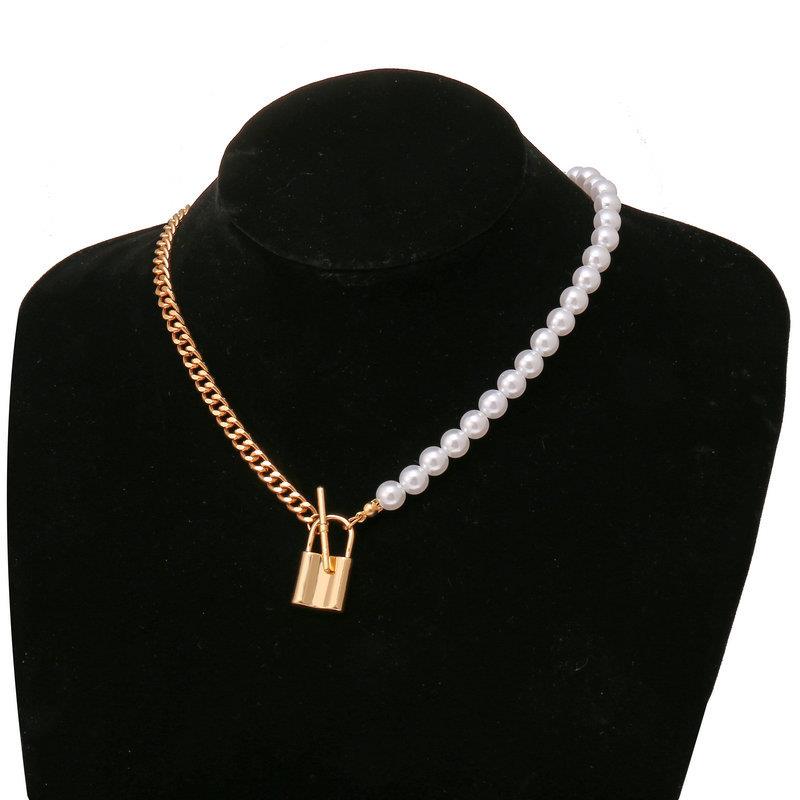 推荐Pearl necklace women accessories 金属锁吊坠珍珠项炼锁骨