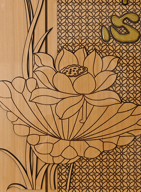 实木对联佛字挂画供佛桌背景装饰画玄关般若壁画中式茶室墙壁画