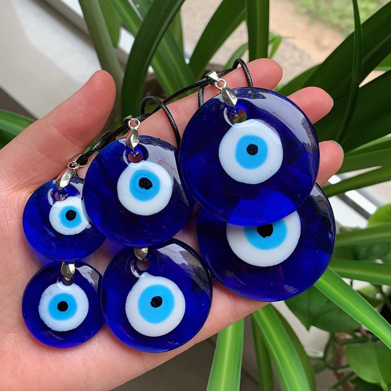 极速30-50MM Evil Eye Necklace for Women Men Sea Blue Glass L-图0