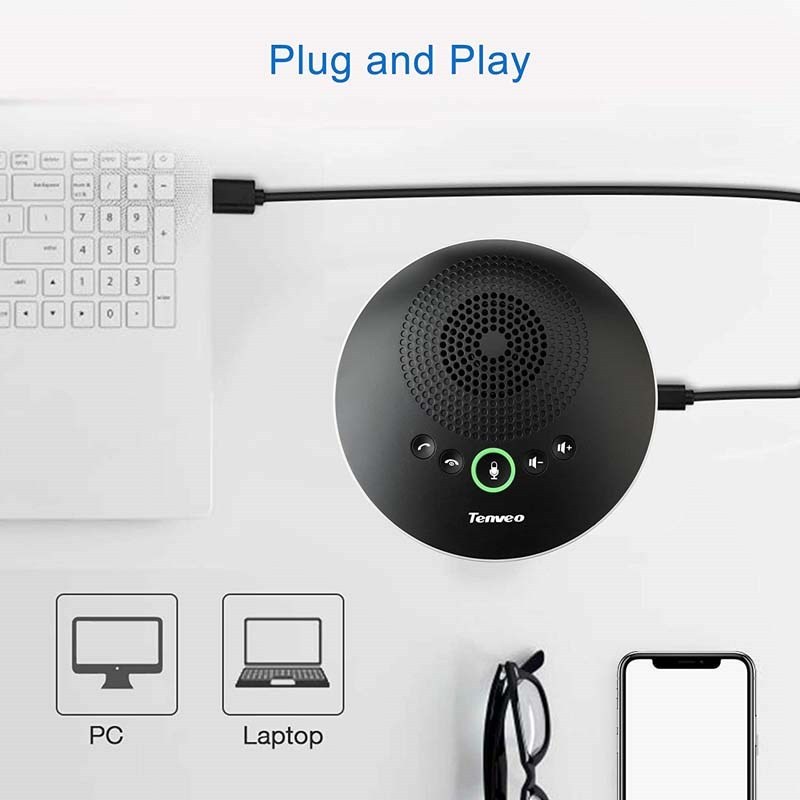 速发Tenveo USB Speakerphone Speaker Conference Phone 360°Vo - 图1