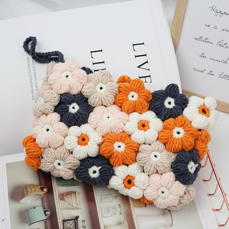 菲菲姐家 泡芙花瓣手腕拎t包材料包手工编织钩针毛线DIY花朵手提,淘宝优惠券,粉丝福利购,淘宝优惠卷