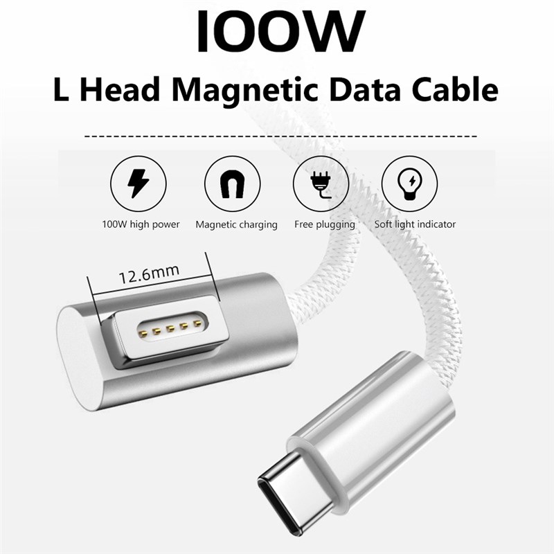 速发Type C to Magsafe 1/2 Cable Cord Adapter USB C PD 100W - 图3