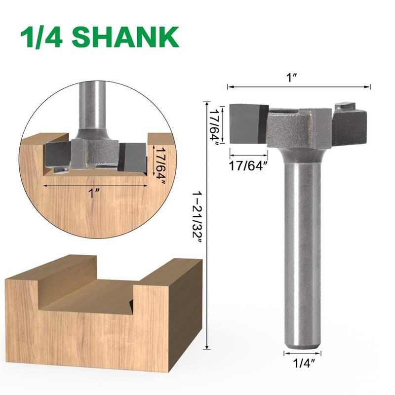 6mm Shank 1/4″shank 3 teeth T-Slot Router Bit Milling Strai - 图1