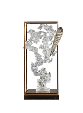 新中式铁艺禅意竹叶透明太湖石玄关墙柜置物柜博古架书房装饰摆件