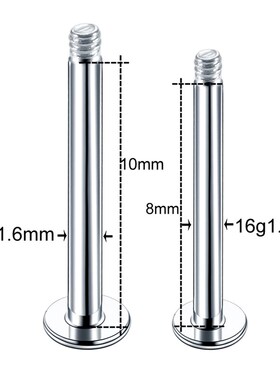 热销100Pcs/lot Steel Labret Bar Parts Screw Thread Head 16G