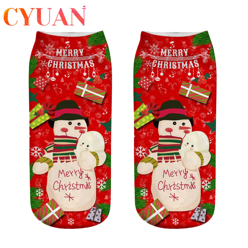 极速CYUAN Christmas Socks Cotton Winter Cute Deer Santa Clau - 图3