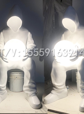 无脸帽衫人物雕塑商场售楼部酒A吧网咖电竞红打卡美陈装饰落地摆