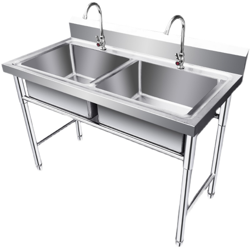 商用家用304加厚不锈钢三双水池洗碗池洗菜盆单槽带平台厨房定做 - 图3
