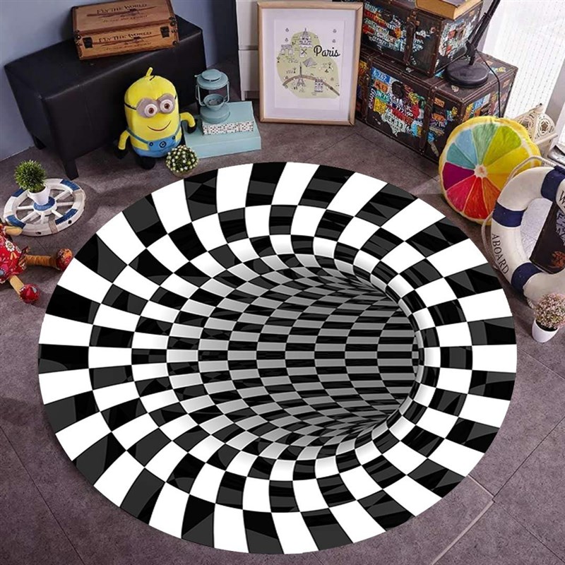 推荐3D Vortex Illusion Carpet Swirl Printed Area Rug Floor M - 图1