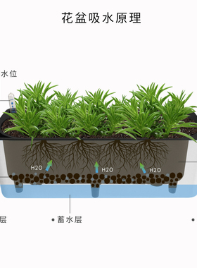 种菜神器家庭阳台种菜盆长方形懒人绿箩花盆塑料树脂可储水长条型