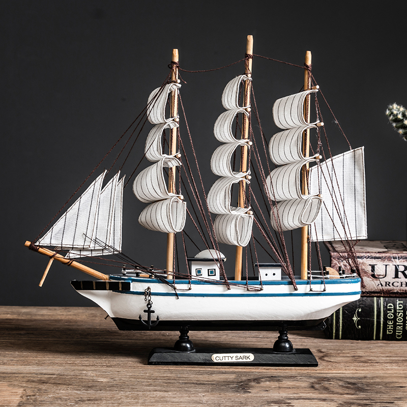 推荐desk Decoration home wooden Sailboat model boat decor de-图2