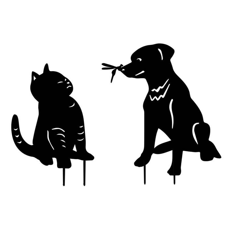 Cat and Dog Garden Acrylic ert CaErd Garden Art Garden Decor-图3