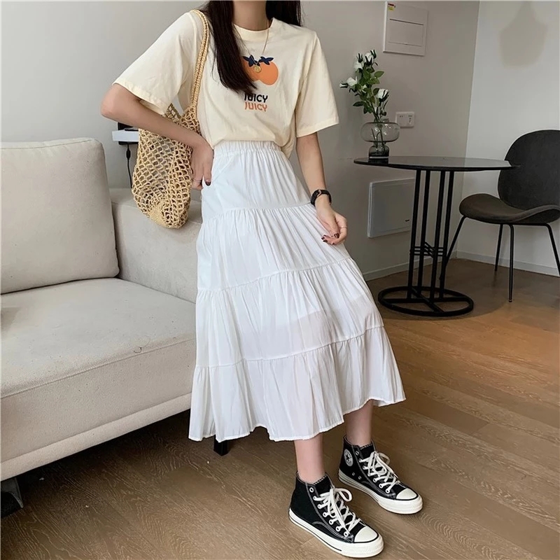 推荐Spring Summer Women Chiffon Skirts Vintage High Waist El - 图2