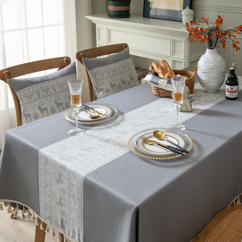 推荐Full polyester jacquard tassel tablecloth antependium - 图0