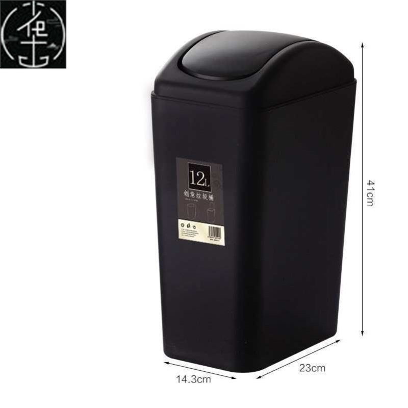 新品Black dustbin with cover and cover toilet paper to put i-图1