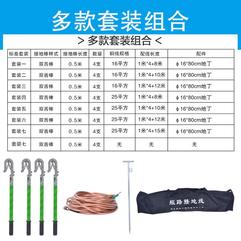 接KV低压4地i线电力携带舌短路接地线 户外双型母排接地棒包 - 图1