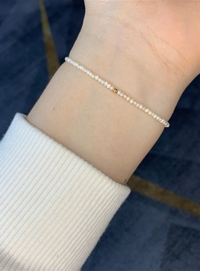 超小迷你天然淡水珍珠1.8mm不规则形状微瑕的小珍珠单圈手串手链