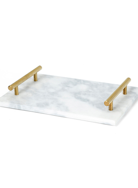 样板房衣帽间梳妆台客厅卫生间软装陈列展示金属大理石木托盘摆件