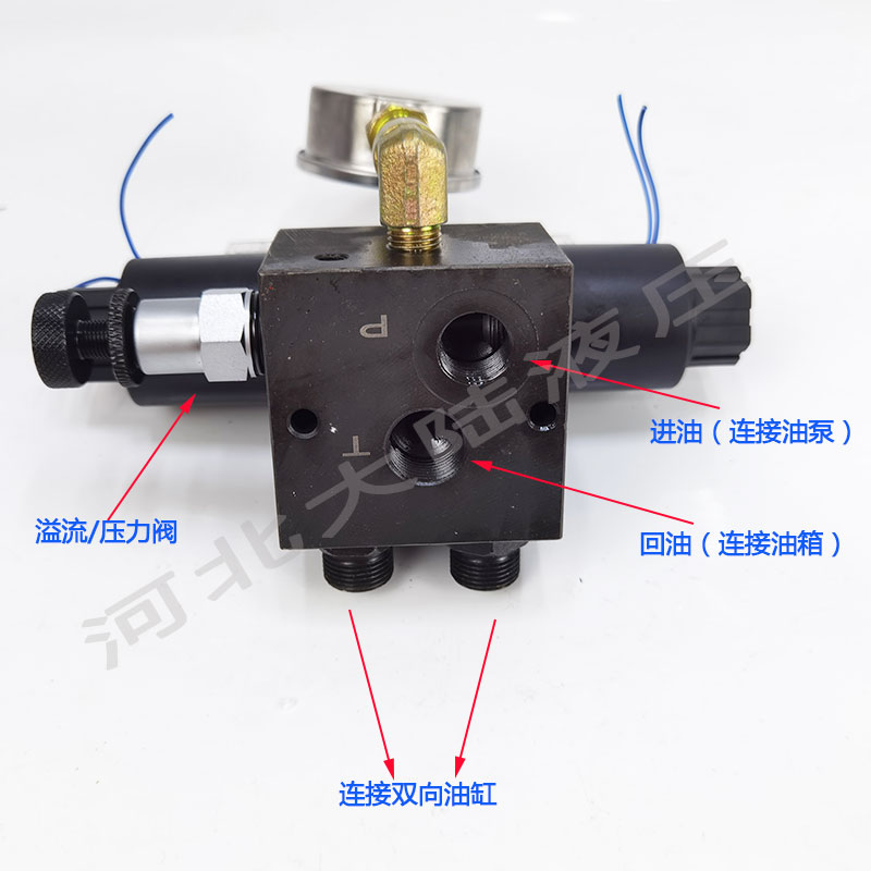 液压双向油缸控制电磁阀 12v24zv220v电磁阀组 电子控制油阀换向 - 图0