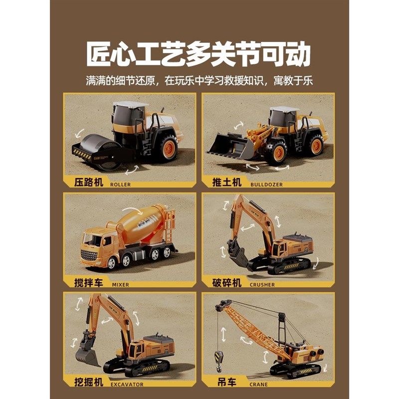 儿童合金挖掘机玩具工程车套装大型推挖土机吊车模型男孩童2-3岁4,淘宝优惠券,粉丝福利购,淘宝优惠卷