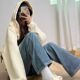 Wide-legged leggings for pregnant women's pants for summer thin styles for small straight K-pin denim trousers for women's spring and autumn styles for large