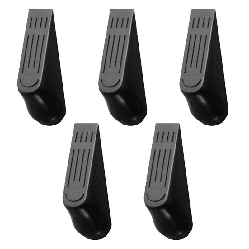 新品*5pcs Door Wedge Shaped Plastic Door Stops Non-Slip Blac - 图1