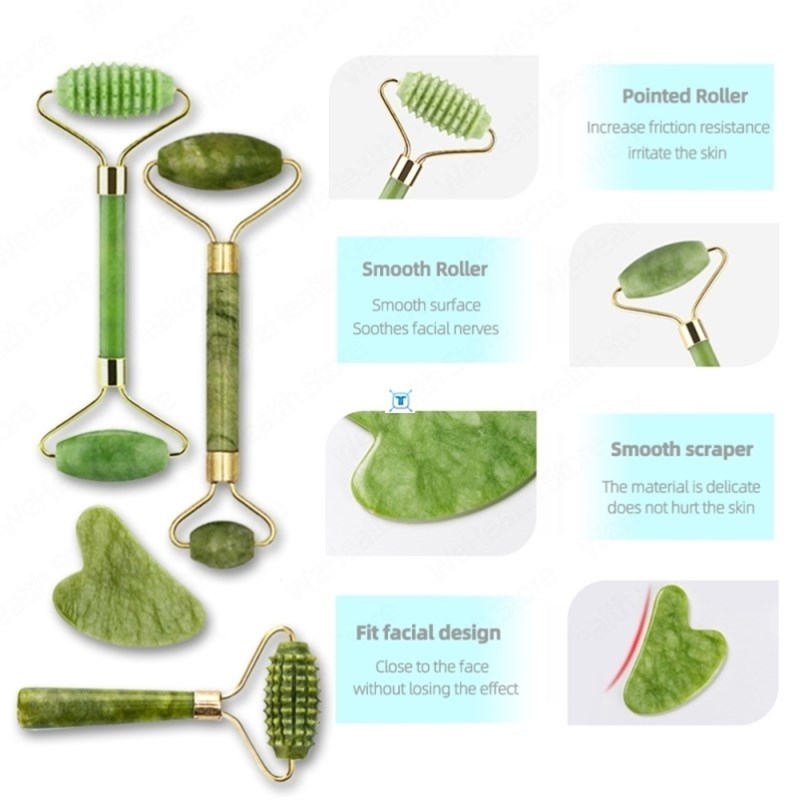 推荐Natural Face Massager Guasha Jade Roller Scraper Facial - 图1