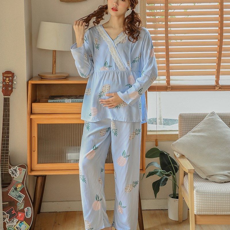 夏秋季棉绸薄款孕妇睡衣产后哺乳套装长袖长裤透S气大码宽松月子,淘宝优惠券,粉丝福利购,淘宝优惠卷