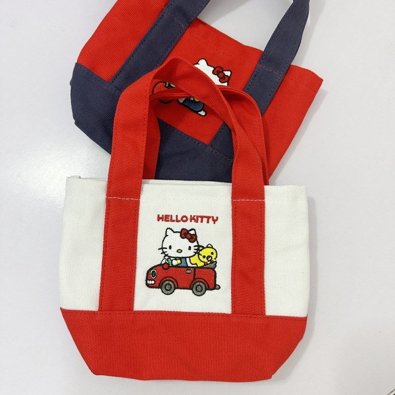 日系新款卡通刺绣迷你帆布手提包可爱小巧便携散步手拎包化妆包,淘宝优惠券,粉丝福利购,淘宝优惠卷