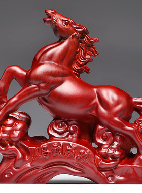 红木马摆b件红色实木马摆件工艺品实木雕刻木质马到成功装饰送礼