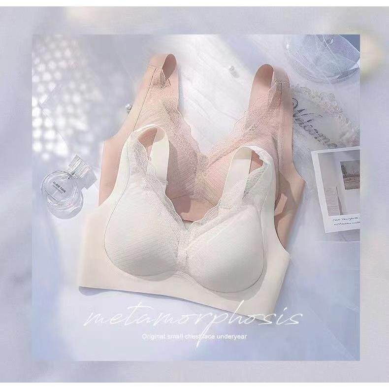 无感软支撑bra背心式乳胶内衣云海蕾丝无钢圈聚拢薄款运动文胸罩 - 图0