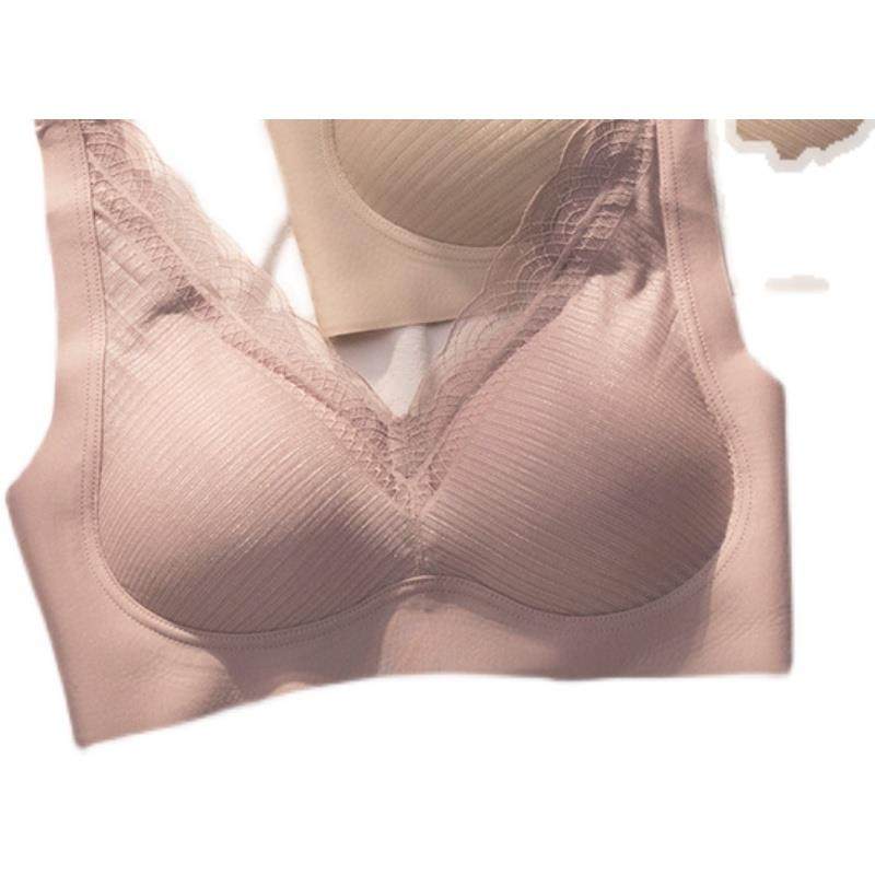 无感软支撑bra背心式乳胶内衣云海蕾丝无钢圈聚拢薄款运动文胸罩 - 图3