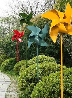 广场景观风车园林户外造型摆件花园旋转布置装饰金属小区小品四叶