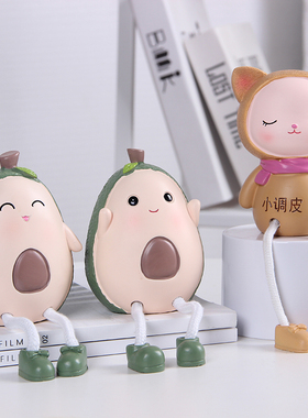 可爱吊脚娃娃客厅创意家居小摆件房间隔板布置装饰品摆设送椅