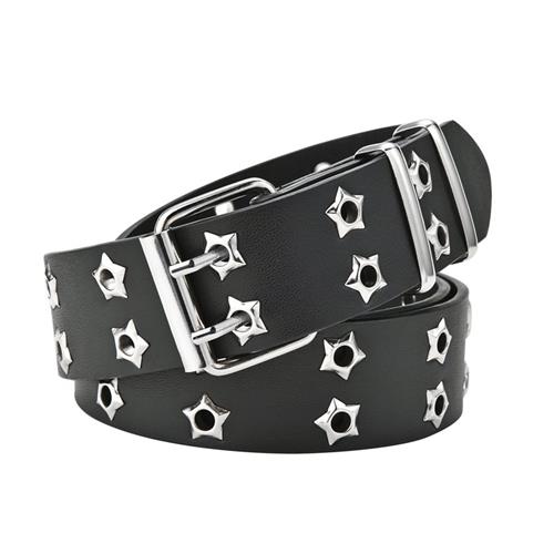 NEW Star Eye Rivet Belt Goth Style Double Pin Buckle Man/wo-图0