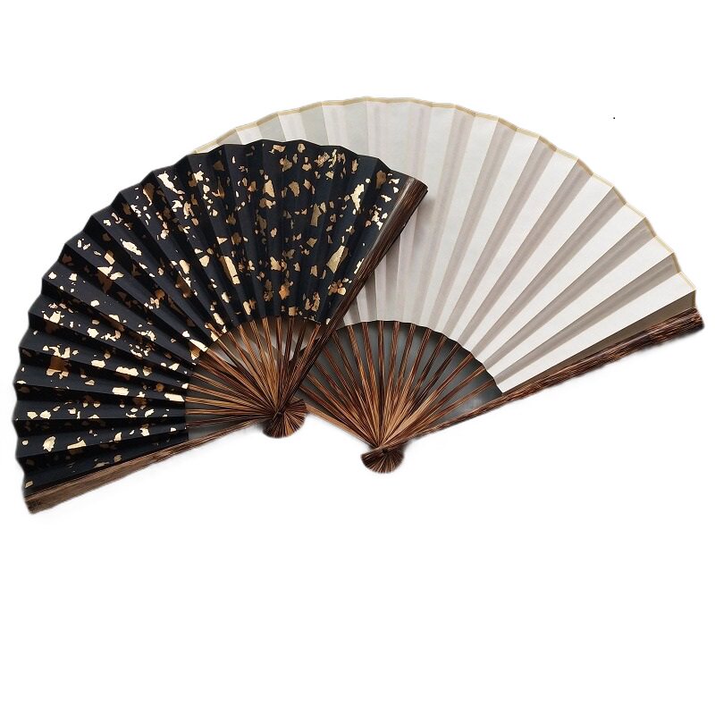 手磨全棕竹折扇文玩7寸8寸v9寸棕竹全芯扇子 空白苏工扇面 洒金黑