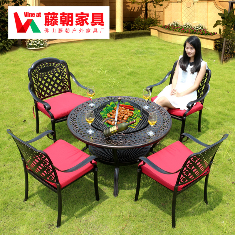 Combination Of Cast Aluminum Tables And Chairs Barbecue Cast Aluminum Tables And Chairs