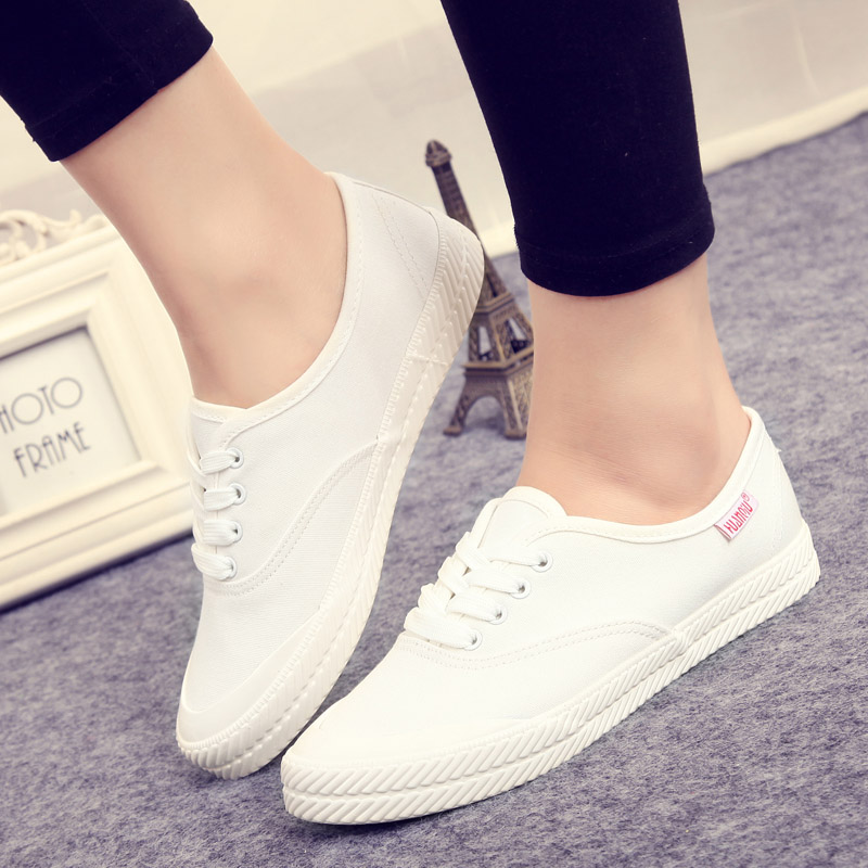 girls white shoes wild solid color 