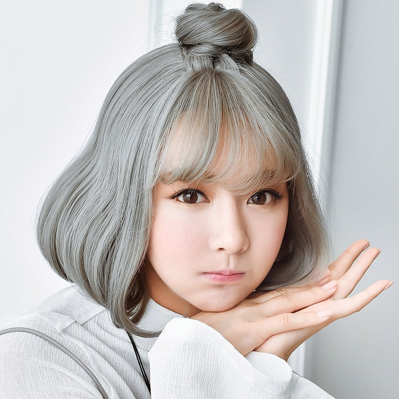 Buy Grandma Gray Female Korean Air Bangs Short Hair Wig Bobo