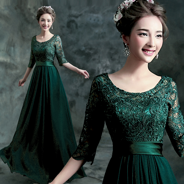 emerald green long sleeve bridesmaid dress