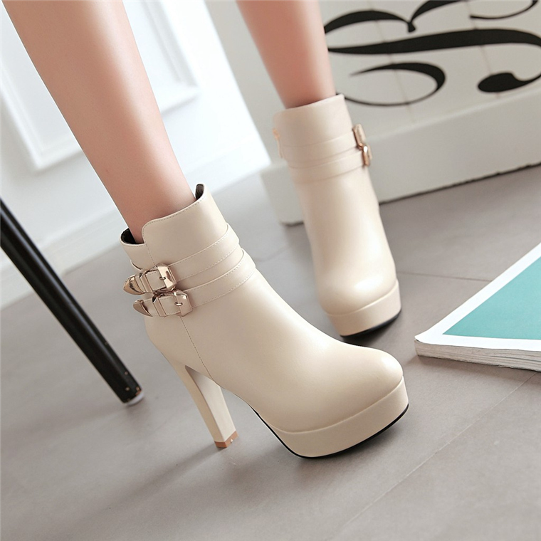 Buy Korean Version Of The Autumn And Winter Boots Ultra High Heel Shoes Sexy Nude Color Belt Buckle Boots Martin Boots Female Boots Waterproof Boots Naked Boots In Cheap Price On Alibaba Com